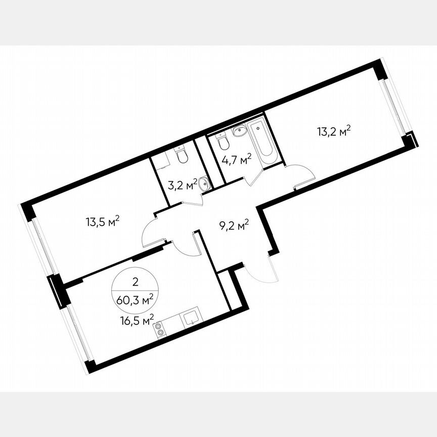 2-к. квартира, 59,1 м², 3/17 эт.