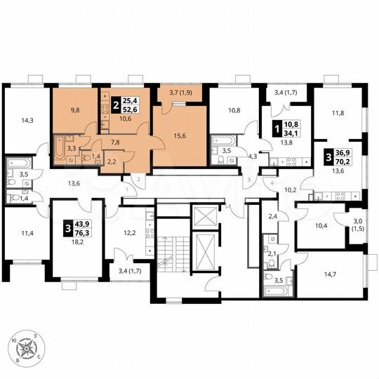 2-к. квартира, 52,6 м², 11/17 эт.