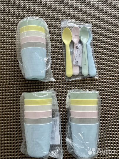 Детская посуда стаканы ложки Икеа IKEA пластик