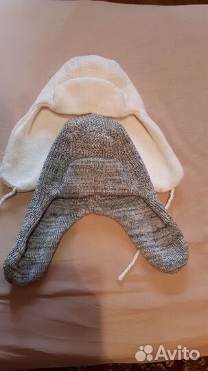 Шапка осенняя, зимняя белая, серая новая унисекс