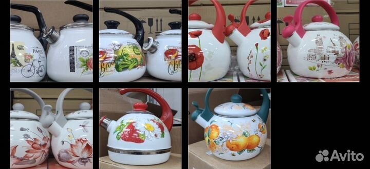 Новый эмалированный чайник со свистком 3.5 литра