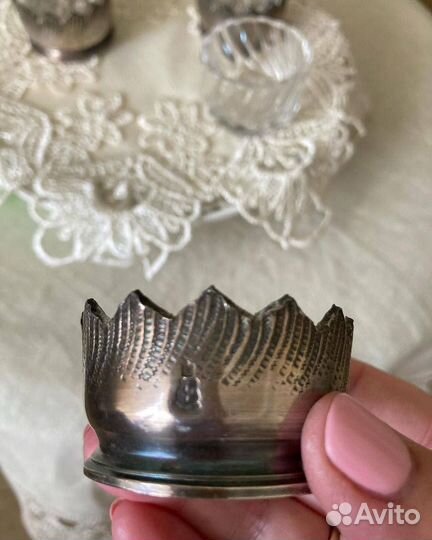 Антикварные солонки Хрусталь и серебро