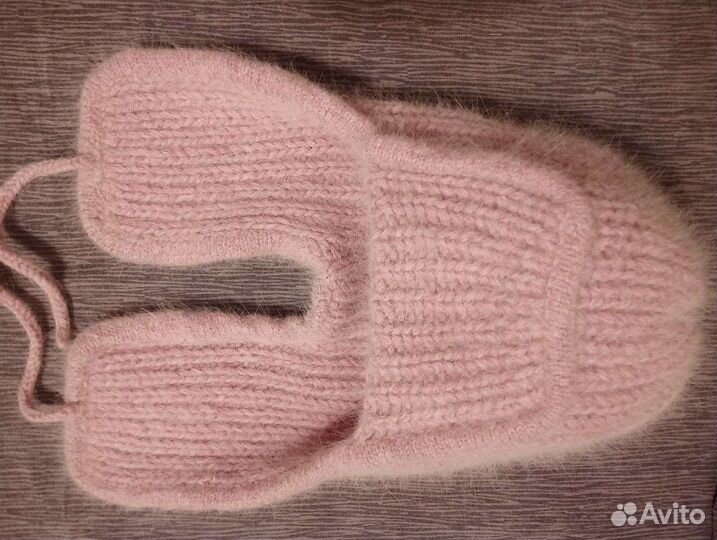 Шапка ушанка женская и варежки из пуха норки