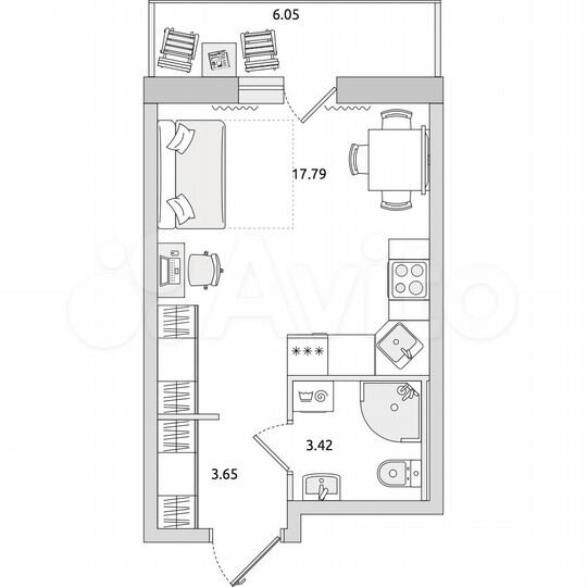 Квартира-студия, 30,9 м², 4/17 эт.