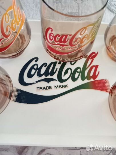 Винтаж - набор стаканов Coca Cola с подносом