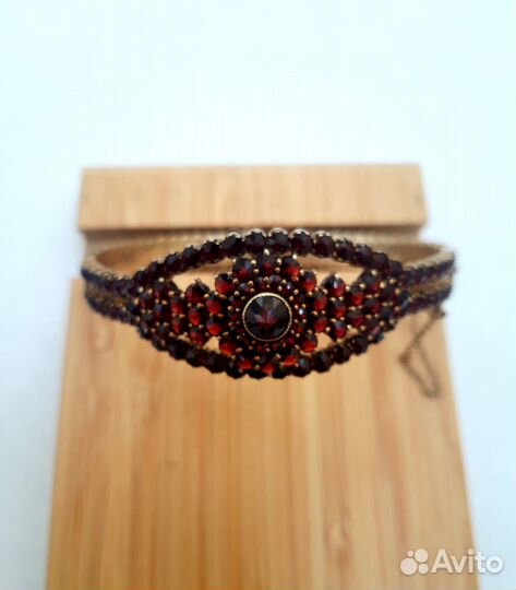 Антикварный гранатовый браслет серебро