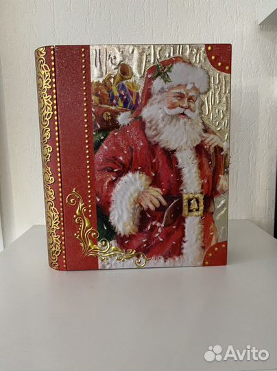Жестяная коробка-книга для новогоднего подарка