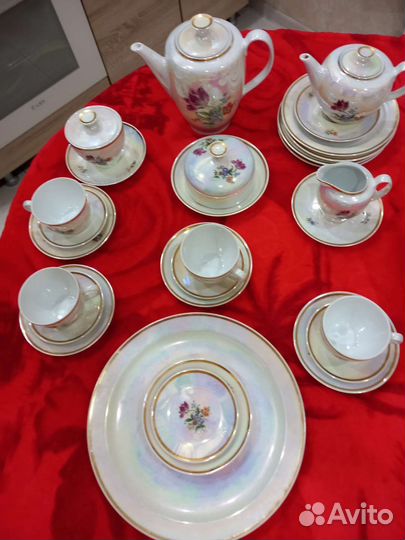 Перламутровый сервиз ГДР времен СССР кофе чай