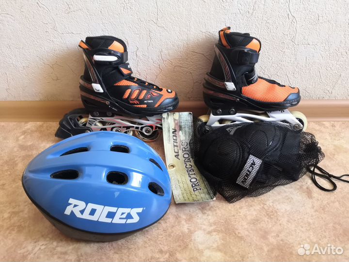 Детские ролики раздвижные 31-34рр. и защита