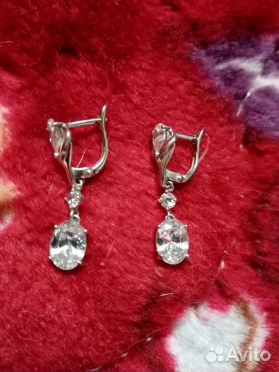 Серебро 925 пробы, серьги с фианитами