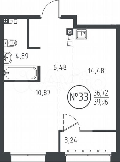 1-к. квартира, 40 м², 4/10 эт.