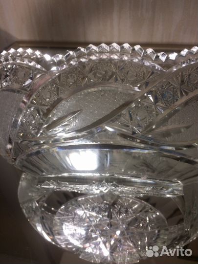 Хрусталь Ваза ладья Богемия винтаж
