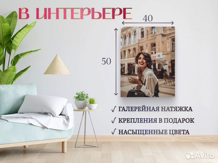 Портрет по фото на холсте