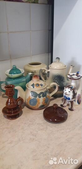Керамика,заварочный чайник,подсвечник, крышка