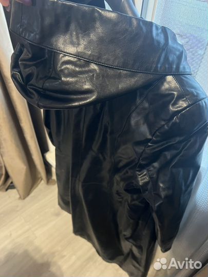 Куртка кожаная женская 50 52 с капюшоном