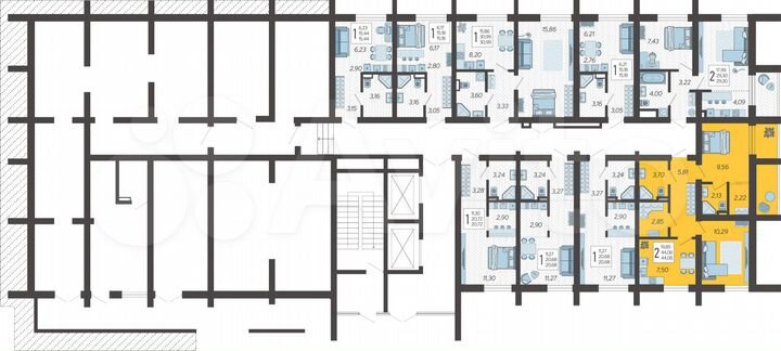 2-к. квартира, 44,1 м², 1/19 эт.