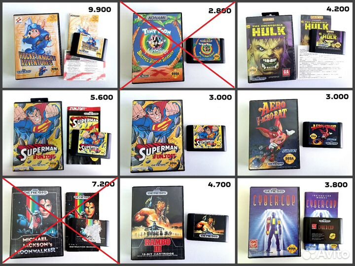 100 картриджей Sega Genesis (Mega Drive)