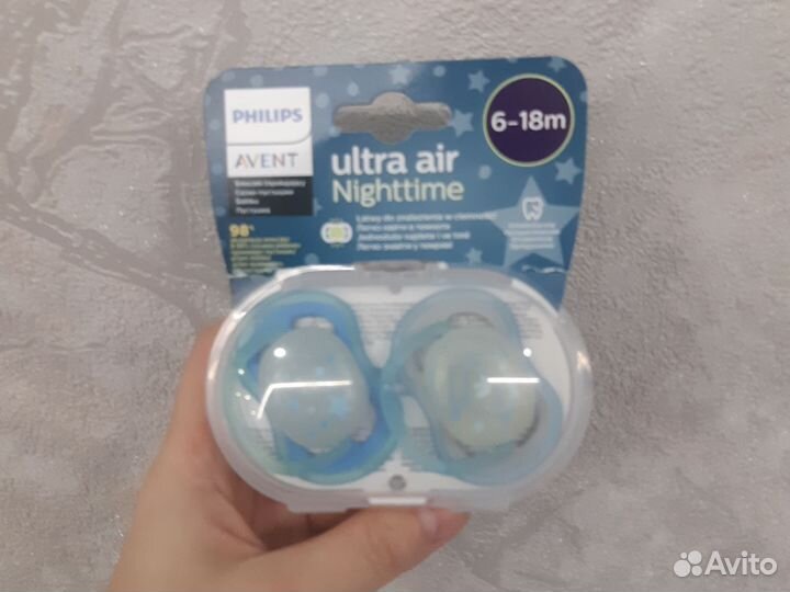 Соска пустышка avent 6 18 светящаяся