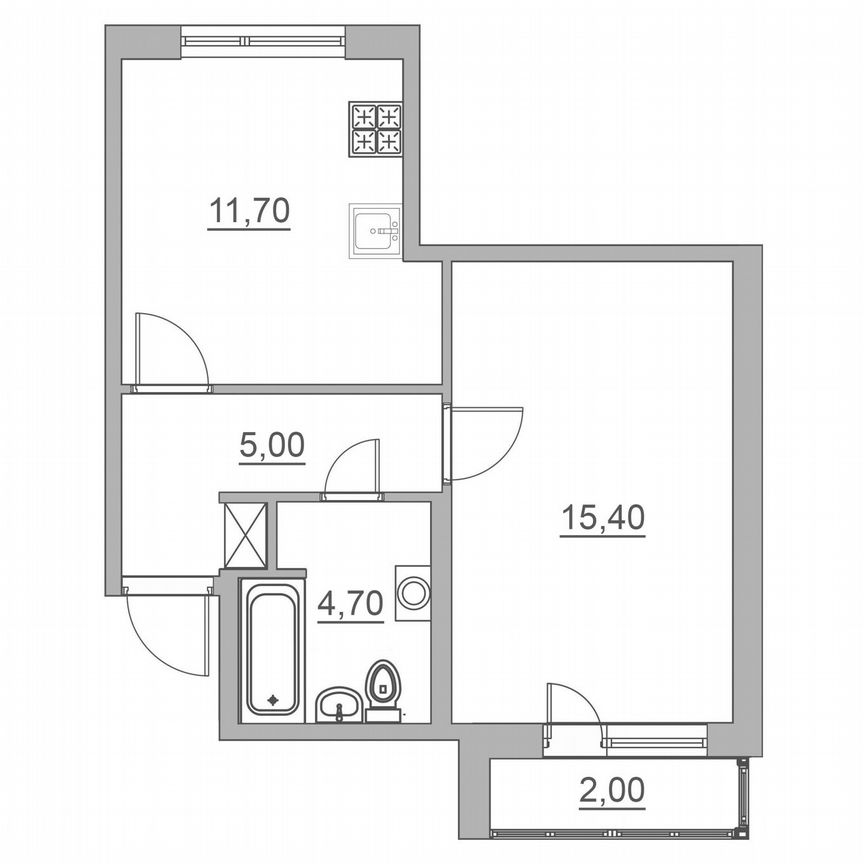 1-к. квартира, 37,8 м², 1/6 эт.