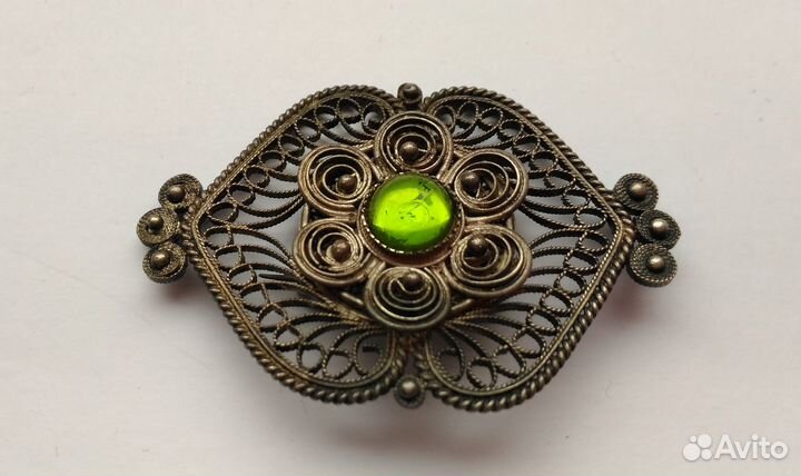 Винтаж: Брошь. Мельхиор. Скань. СССР. 1975 год