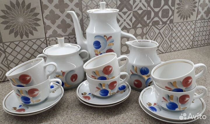 Сервиз кофейный Довбыш. 1950 ые годы. Винтаж СССР