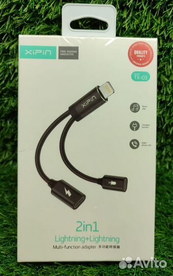 Переходник Lightning на 3.5 Jack+Lightning зарядка