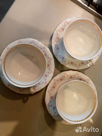 Чайные пары Leador 3 шт плюс 3 блюдца