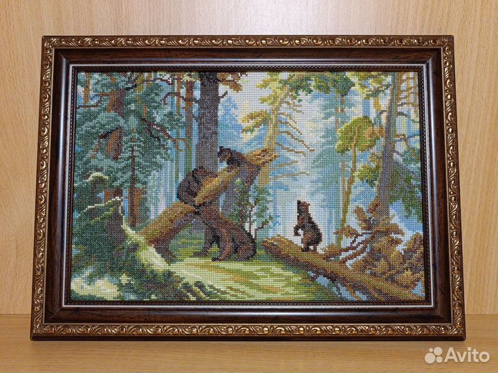 Утро в сосновом лесу вышивка крестом