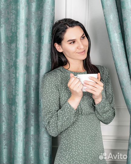 Шторы мрамор Зарина бирюза