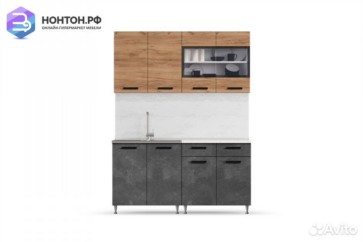 Кухня Рио 1.6 м дуб крафт / бетон темный