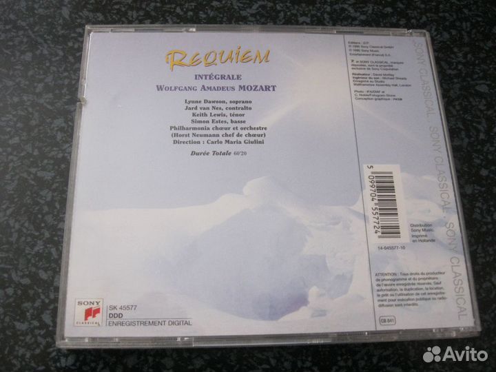 CD Wolfgang Amadeus Mozart Requiem France