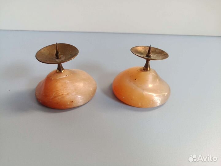 Подсвечники из малахита и оникса