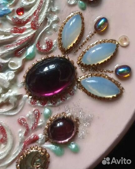 Зеркало на ручке 25 см Аметисты и опалы