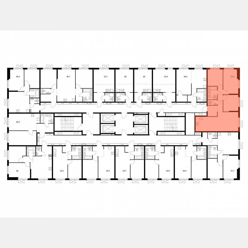 3-к. квартира, 70,4 м², 35/38 эт.