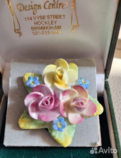 Брошь фарфор винтаж Англия