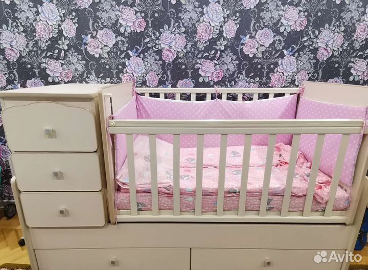 Детская кроватка трансформер с комодом