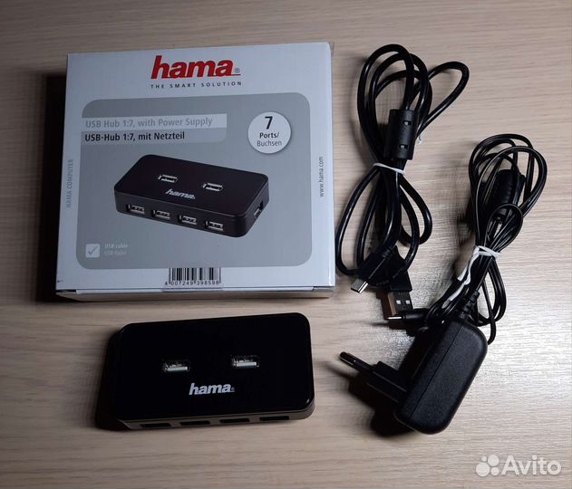 Разветвитель для флешки, Hama, 7 портов