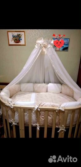 Бортики и балдахин с держателем в кроватку