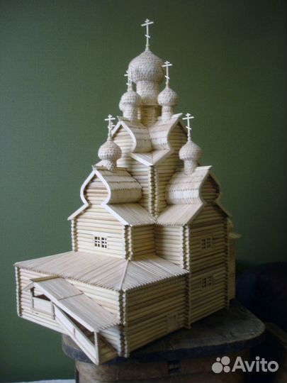 Макет Троицкой деревянной церкви ручной работы