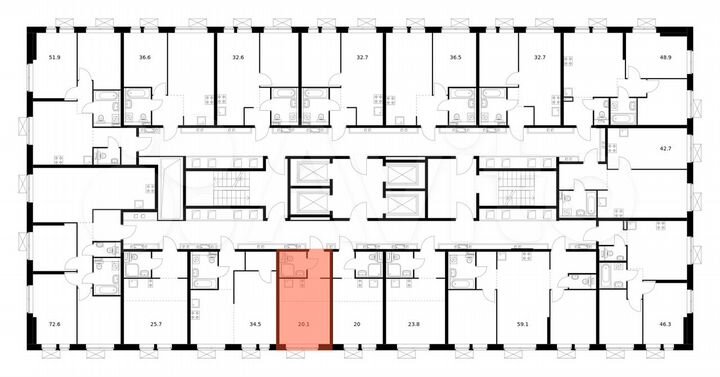 Квартира-студия, 20,1 м², 27/33 эт.