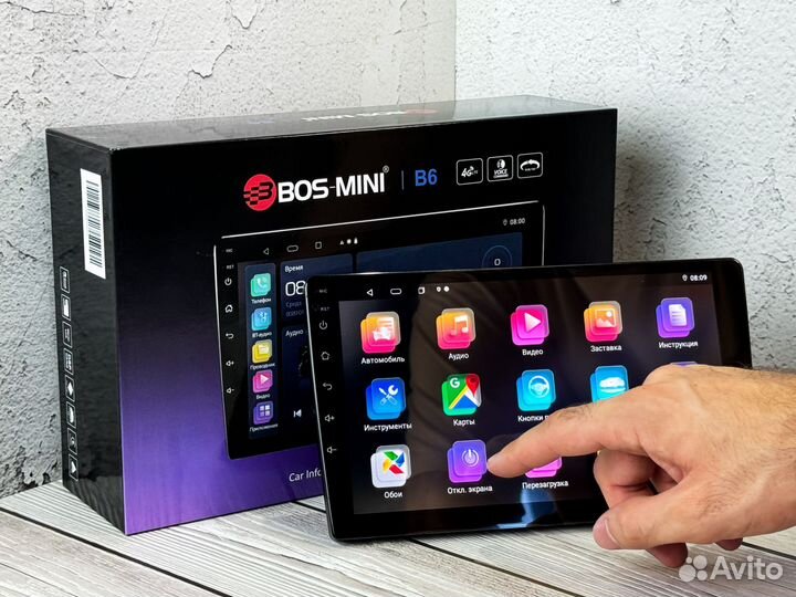 Магнитола андроид bos mini b6 4+64,8 ядер,4g