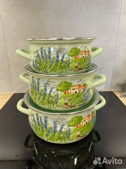 Набор кастрюль 3шт с крышками