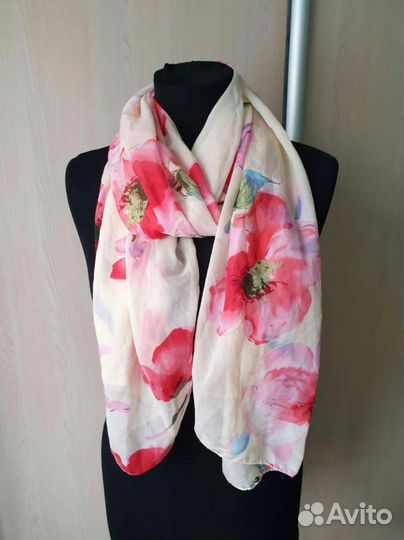 Шарф женский Маки шарфик палантин платок шейный