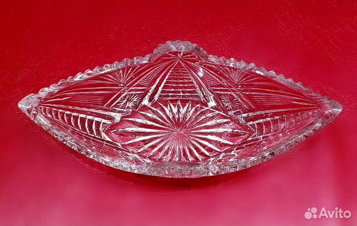 Ладья хрустальная СССР винтаж Чехия