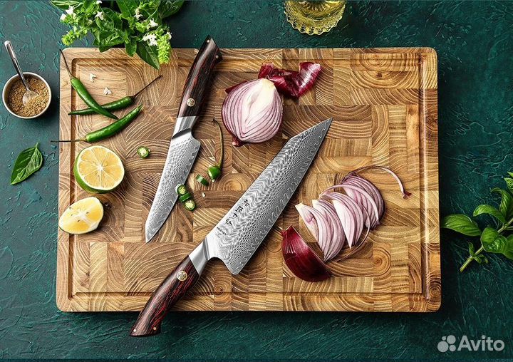 Hezhen набор кухонных ножей из дамасской стали