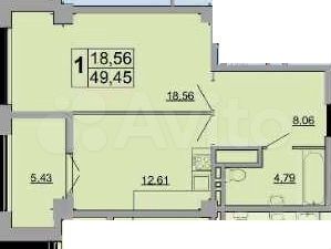 1-к. квартира, 50 м², 5/18 эт.