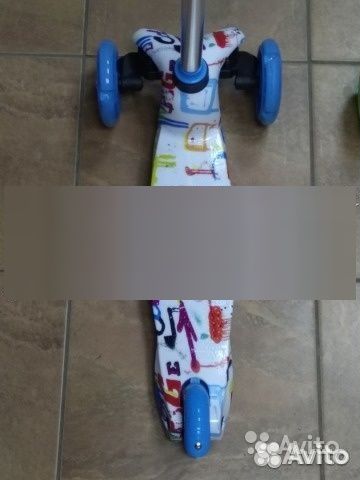 Самокат 3 колесный, голубой, руль регулируется