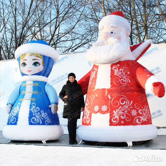 Дед Мороз и Снегурочка новогодняя декорация