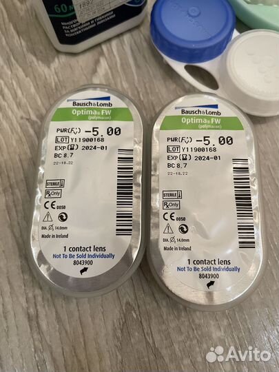 Линзы контактные optima новые