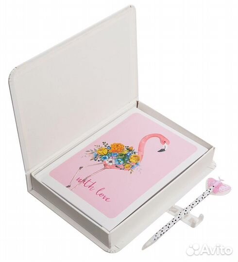 Блокнот с ручкой Фламинго в коробке с замком A2154539